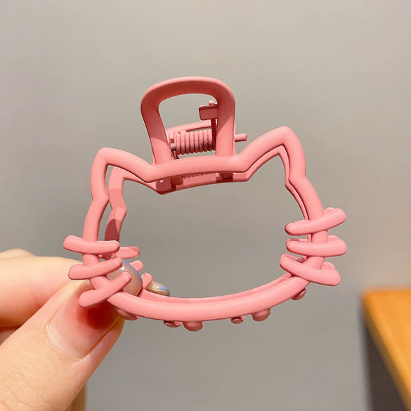 Women's Alloy Handmade Cartoon Cute Little Bear Cat Hollow Grab Clip Hairpin Headwear