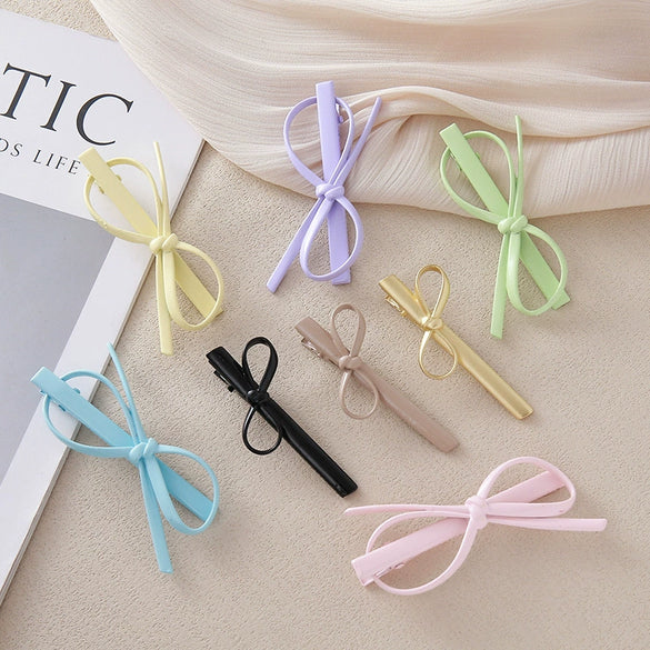 Women's Alloy Handmade Princess Style Colorful Bow Side Hairpin Clip