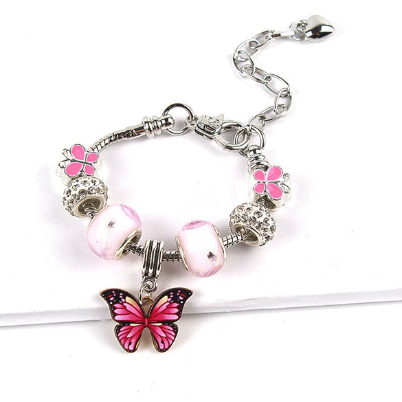 Women's Alloy Heart Flower Beaded Bracelet With Electroplated Finish Trendy Fashion Jewelry