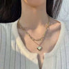 Women's Alloy Heart Pendant Sweater Chain Hip Hop Style Clavicle Necklace Electroplated Fashion Jewelry