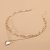 Women's Alloy Heart Pendant Sweater Chain Hip Hop Style Clavicle Necklace Electroplated Fashion Jewelry