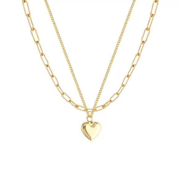Women's Alloy Heart Pendant Sweater Chain Hip Hop Style Clavicle Necklace Electroplated Fashion Jewelry