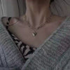 Women's Alloy Heart Pendant Sweater Chain Hip Hop Style Clavicle Necklace Electroplated Fashion Jewelry