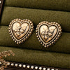 Women's Alloy Heartshaped Geometric Cross Flower Earrings With Distressed Electroplated Finish And Stainless Steel Ear Posts