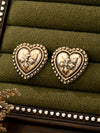 Women's Alloy Heartshaped Geometric Cross Flower Earrings With Distressed Electroplated Finish And Stainless Steel Ear Posts