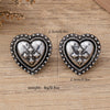 Women's Alloy Heartshaped Geometric Cross Flower Earrings With Distressed Electroplated Finish And Stainless Steel Ear Posts