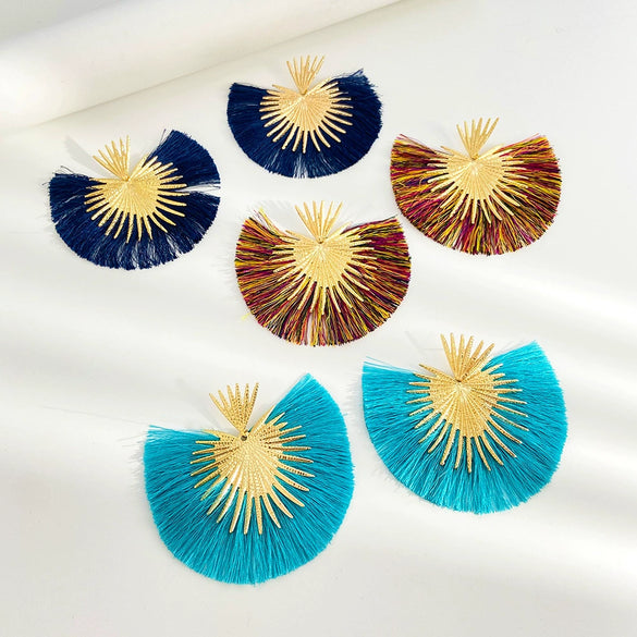 Women's Alloy Heartshaped Geometric Retro Exaggerated Tassel Electroplated Earrings