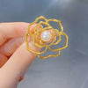 Women's Alloy Hollow Flower Electroplated Camellia Brooch Suit Pin Accessories