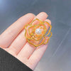 Women's Alloy Hollow Flower Electroplated Camellia Brooch Suit Pin Accessories