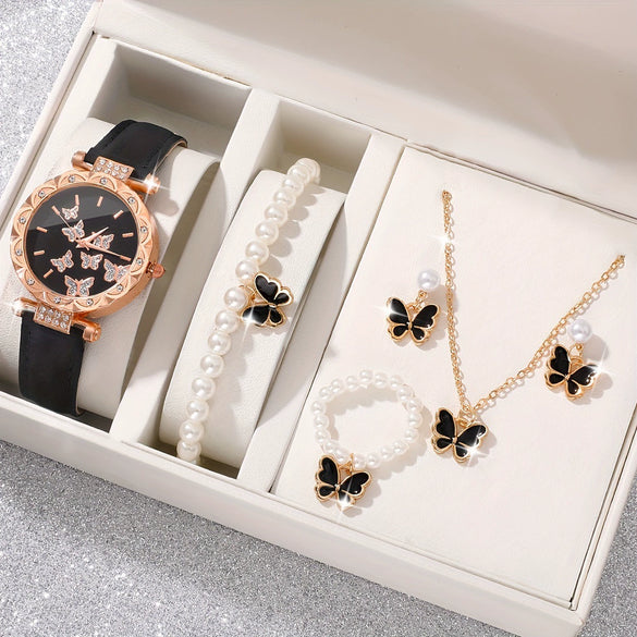 Women's Alloy Imitation Leather Belt Watch With Round Dial And Pin Buckle Leisure Style