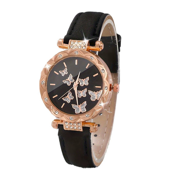 Women's Alloy Imitation Leather Belt Watch With Round Dial And Pin Buckle Leisure Style