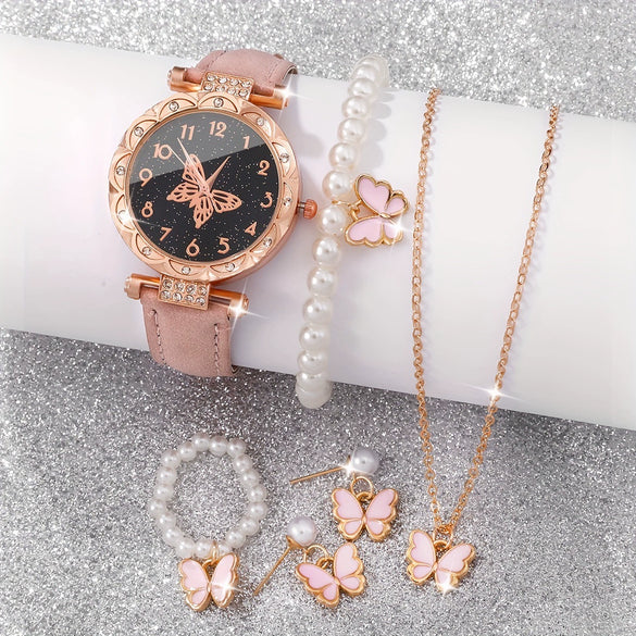 Women's Alloy Imitation Leather Belt Watch With Round Dial And Pin Buckle Leisure Style
