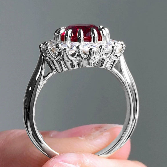 Women's Alloy Jewelry With Flower Pattern And Electroplating Ruby Ring And Diamond Bracelet