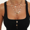Women's Alloy Layered Pendant Necklace With Heart Sunflower And Water Drop Charms Geometric Irregular Chain And Plated Sweet Cool Style