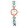 Women's Alloy Leaf Bracelet Quartz Watch Round Dial Stainless Steel Buckle Fashionable Style