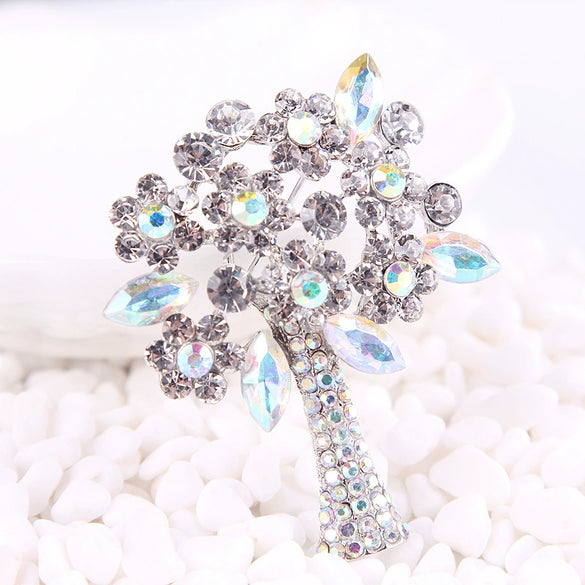 Women's Alloy Leaf Brooch With Crystal And Artificial Gem Accents Floral Pin For Scarf And Clothing Decoration