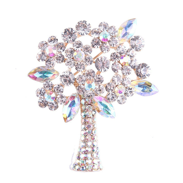 Women's Alloy Leaf Brooch With Crystal And Artificial Gem Accents Floral Pin For Scarf And Clothing Decoration