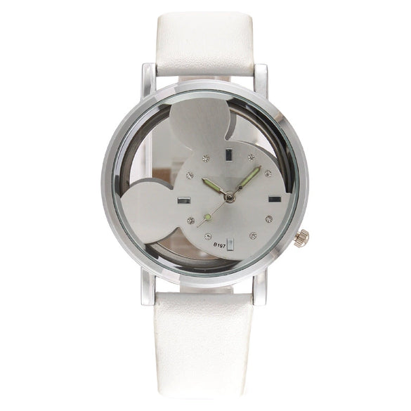 Women's Alloy Leather Belt Quartz Watch With Circular Dial And Fashion Style
