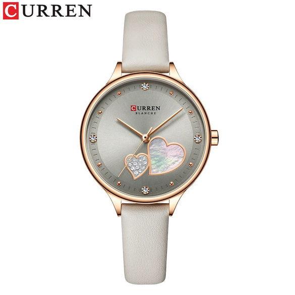 Women's Alloy Leather Casual Round Waterproof Quartz Watch With Pin Buckle And Onion Crown