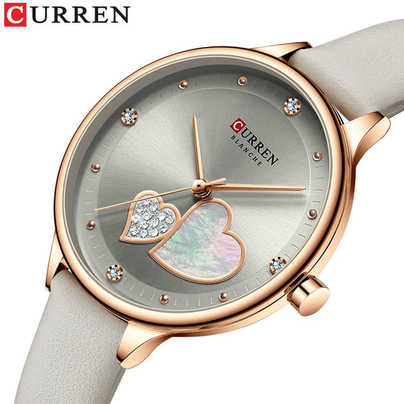 Women's Alloy Leather Casual Round Waterproof Quartz Watch With Pin Buckle And Onion Crown