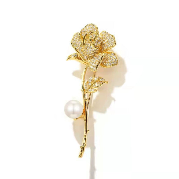 Women's Alloy Leaves Rose Corsage Natural Style Electroplated Clothes Accessories Coat Brooch