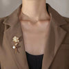 Women's Alloy Leaves Rose Corsage Natural Style Electroplated Clothes Accessories Coat Brooch