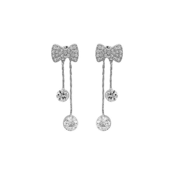 Women's Alloy Light Luxury Diamond Bow Tassel Earrings
