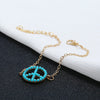Women's Alloy Love And Peace Symbol Pendant Bracelet With Inlaid Bead Letter Charm Diamond Style