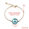 Women's Alloy Love And Peace Symbol Pendant Bracelet With Inlaid Bead Letter Charm Diamond Style