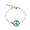 Women's Alloy Love And Peace Symbol Pendant Bracelet With Inlaid Bead Letter Charm Diamond Style