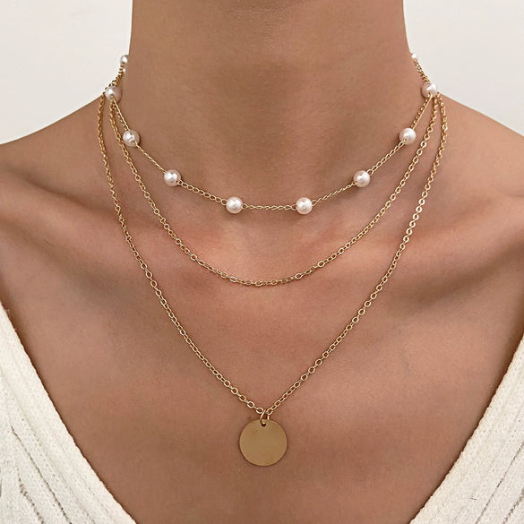 Women's Alloy Multilayer Gold Chain Necklace Geometric Punk Hip Hop Style Electroplated