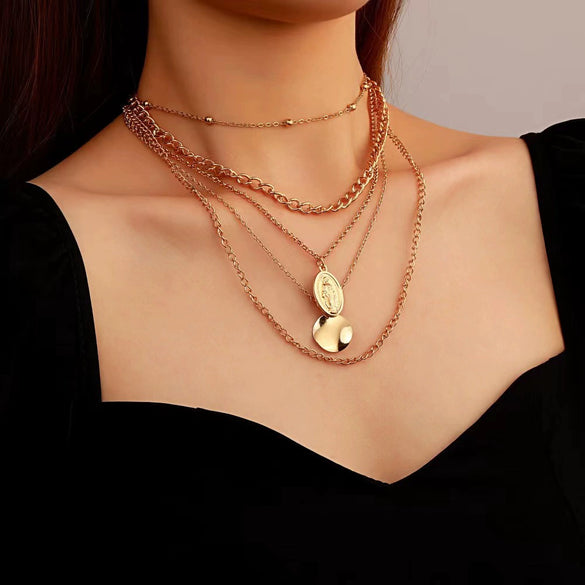 Women's Alloy Multilayer Gold Chain Necklace Geometric Punk Hip Hop Style Electroplated
