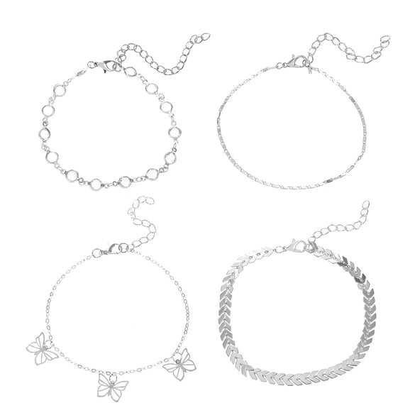 Women's Alloy Multilayer Rhinestone Hollow Butterfly Anklet With Artificial And Semiprecious Stones Inlay