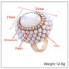 Women's Alloy Open Finger Ring With Pearl And Cat Eye Geometric Design Electroplated Fashion Jewelry