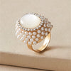 Women's Alloy Open Finger Ring With Pearl And Cat Eye Geometric Design Electroplated Fashion Jewelry