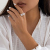 Women's Alloy Open Finger Ring With Three Dimensional Star Heart Geometric Letter Patterns And Electroplating Treatment