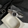 Women's Alloy Ordinary Glass Mirror Round Dial Fashion Quartz Watch With Blue Daisy Design