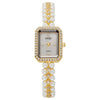 Women's Alloy Pearl Chain Watch With Rectangle Dial And Rose Gold Buckle