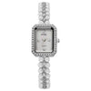 Women's Alloy Pearl Chain Watch With Rectangle Dial And Rose Gold Buckle