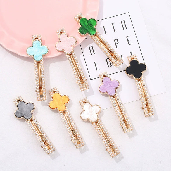 Women's Alloy Pearl Duckbill Clip Hairpin Three Layer Electroplated Hair Accessories