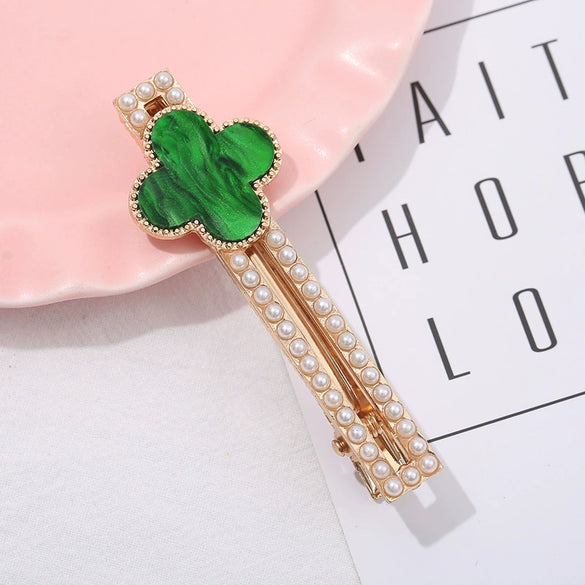 Women's Alloy Pearl Duckbill Clip Hairpin Three Layer Electroplated Hair Accessories