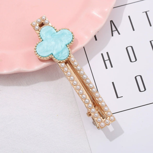 Women's Alloy Pearl Duckbill Clip Hairpin Three Layer Electroplated Hair Accessories