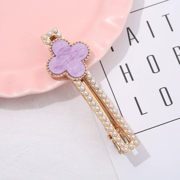 Women's Alloy Pearl Duckbill Clip Hairpin Three Layer Electroplated Hair Accessories