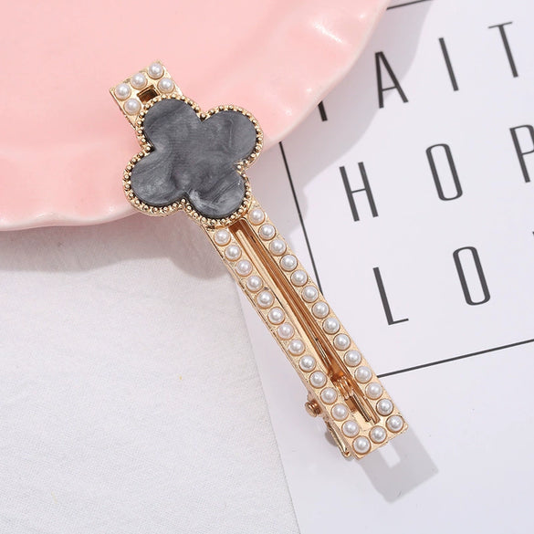 Women's Alloy Pearl Duckbill Clip Hairpin Three Layer Electroplated Hair Accessories