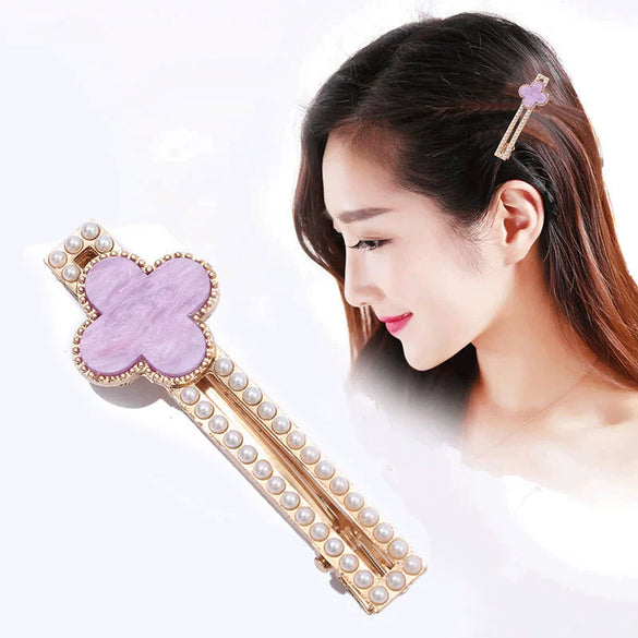 Women's Alloy Pearl Duckbill Clip Hairpin Three Layer Electroplated Hair Accessories