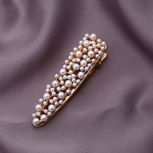 Women's Alloy Pearl Duckbill Clip Minimalist Geometric Style Electroplated