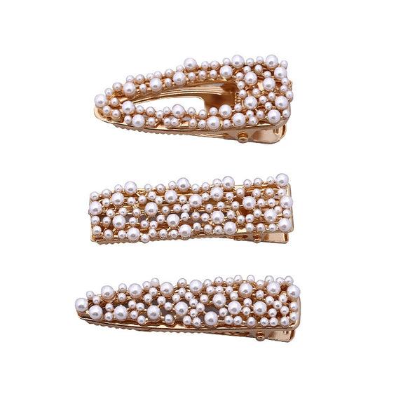 Women's Alloy Pearl Duckbill Clip Minimalist Geometric Style Electroplated