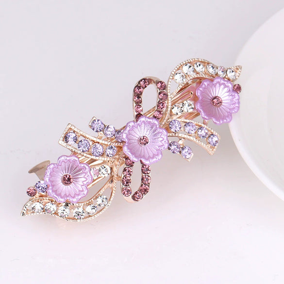 Women's Alloy Pearl Flower Hairpin With Rhinestone Electroplated Ponytail Clip Hair Accessories