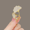 Women's Alloy Pearl Ginkgo Leaf Antilight Electroplated Brooch For Suit And Coat Accessories