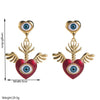 Women's Alloy Pearl Inlaid Heart Devil's Eye Earrings With 925 Silver Needle
